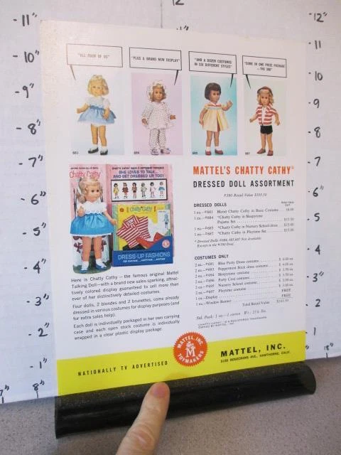 MATTEL toy salesman ad sheet 1962 CHATTY CATHY BABY store display doll sleeper