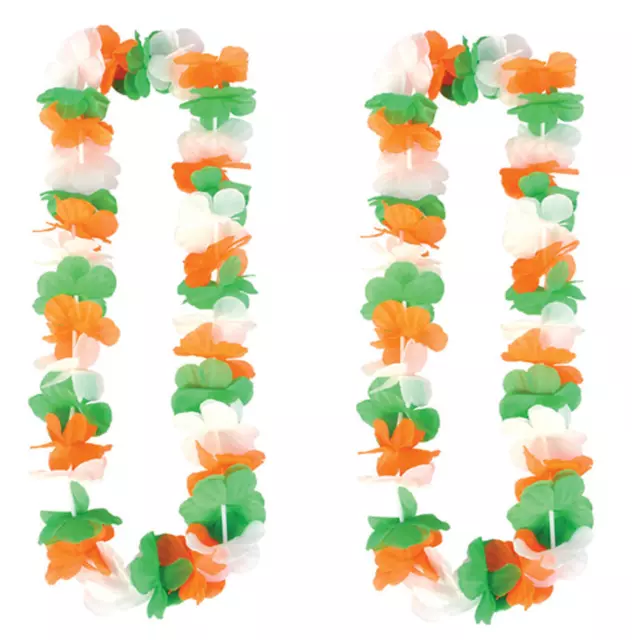 St. Patricks Day Lei Hula Irish Flag Flower Garland Tri Colour Party Necklace