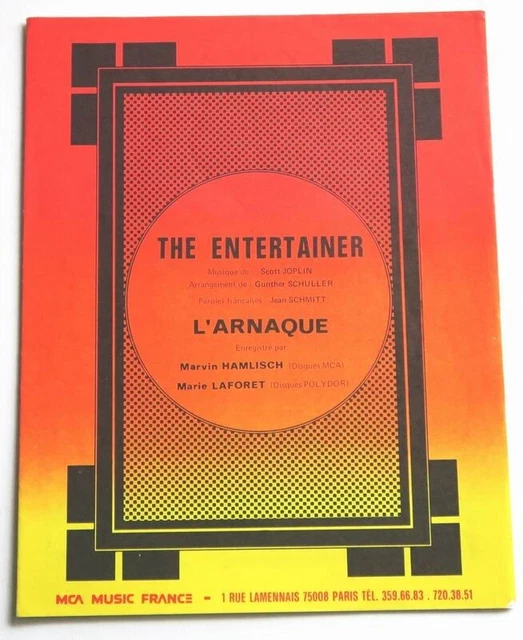 PARTITION SHEET MUSIC BO Film l'Arnaque (The Entertainer) * 70's Marie