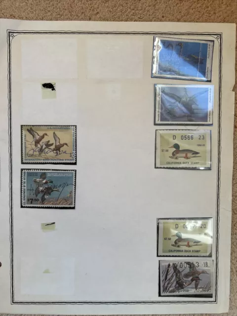 Bird / Duck HUNTING STAMPS LOT OF 7 California, Nevada, US DOI