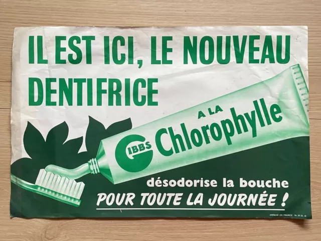 Ancienne affiche publicitaire - Dentifrice GIBBS - pub - collection