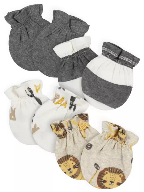 Gerber Baby Boys 4 Pack Organic Cotton Mittens Size 0-3 Months NEW Lion