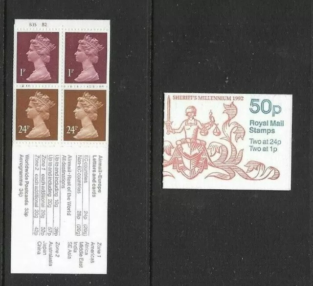 GB 1992 Sheriff's Millennium Folded 50p Stamp Booklet - FB63 - Cyl Nos B35 B2