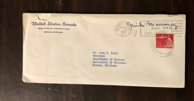 Democrat Senator Mike Monroney Letter To John Ezell-Signed-8c Air Mail-1965 2