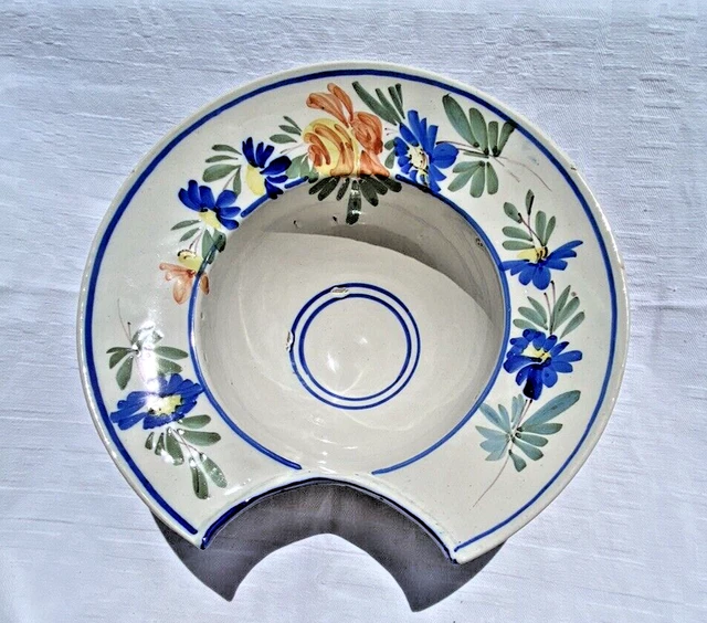Ancien Plat à Barbe En Faïence - Objet Vintage, Bon état Général Pour Son âge