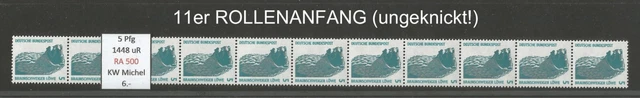 RM Sehenswürdigkeiten 5 Pfg  ROLLENANFANG 500 11er Streifen postfrisch