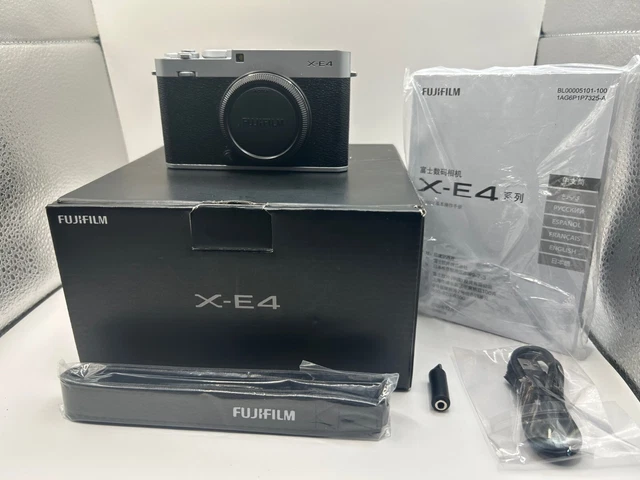 Fujifilm X-E4 Silver Body Only 26.1MP Digital Camera Near MINT Box Charger Cable