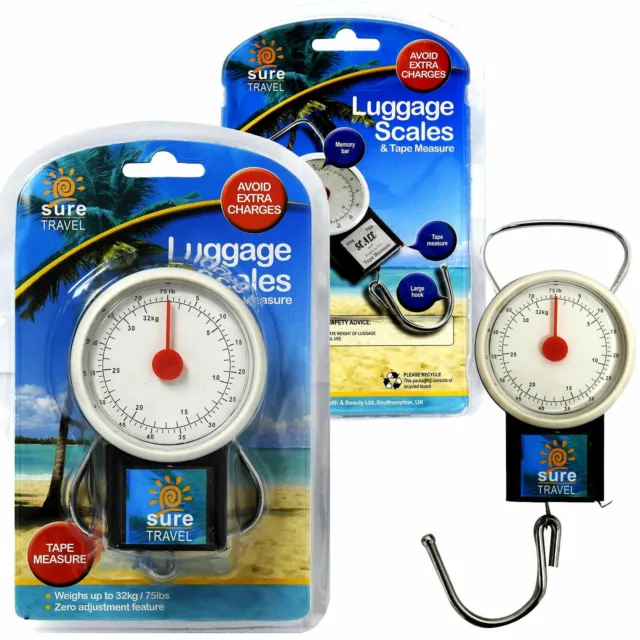 Luggage Scales 2 IN 1 Portable Suitcase UK Bag Travel Weigh Measuring Tape 32KG