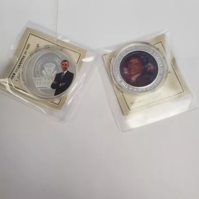 Lot Of 2 Commemorative Coins With Coa,   Us Presidents-  B.obama