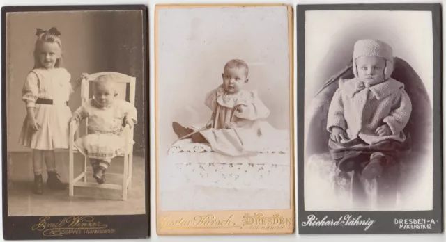 3 x CdV Foto um 1900 kleine Kinder Mädchen    ( 100406