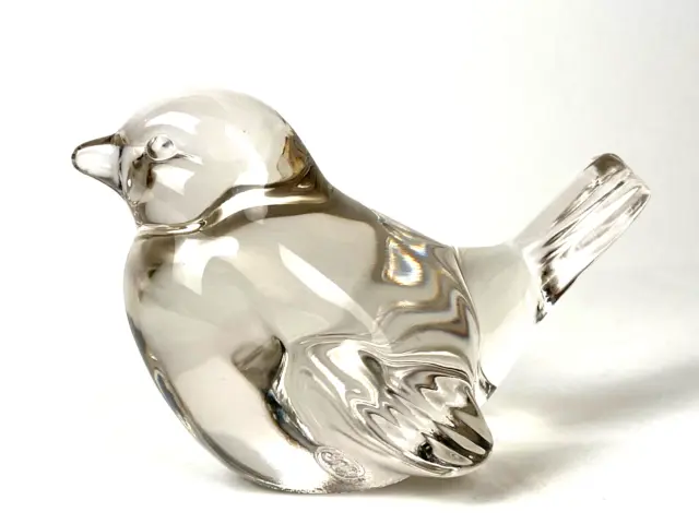 VTG Fenton Collectible Clear Glass Bird Figurine Paperweight Marked, Art Decor
