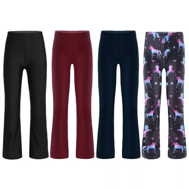 Girls Kids Fitness Jazz Dance Pants Stretchy Spandex Trousers Dancewear Black