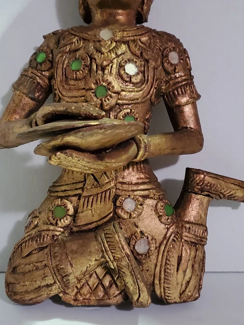 NM Thai Burmese Giltwood Sculpture Statue "Music" Buddha Antique Hanging "NTLC"