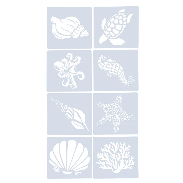 8 pcs Meeresbewohner Schablonen Urlaub Zeichnung Vorlage Scrapbooking Vorlagen