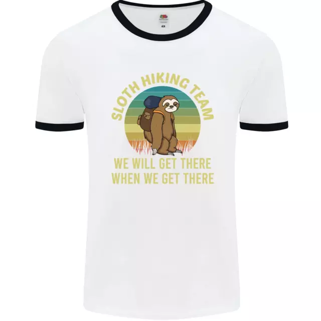 Sloth Hiking Team Funny Trekking Walking Mens Ringer T-Shirt