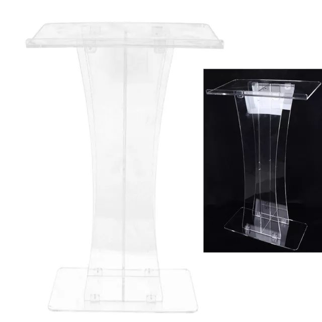 Clear Church Podium Acrylic Lectern Presentation Pulpit Curved Podium Portable