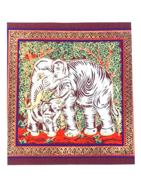 Elephant Silk Screen Picture Thai Art Painting Poster Printing Home Wall Decor