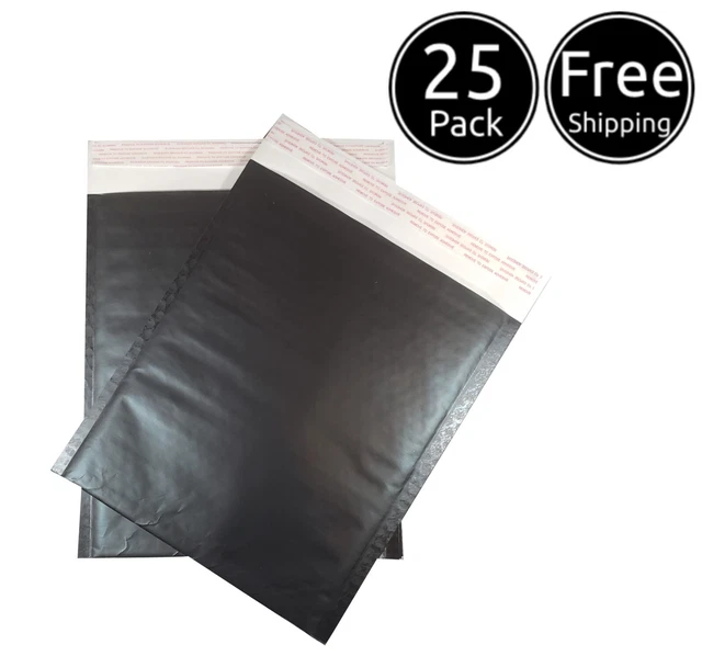 25 Pack 8 ½ x 11 ¼ IN Usable Black Kraft Paper Bubble Padded Mailer Envelopes