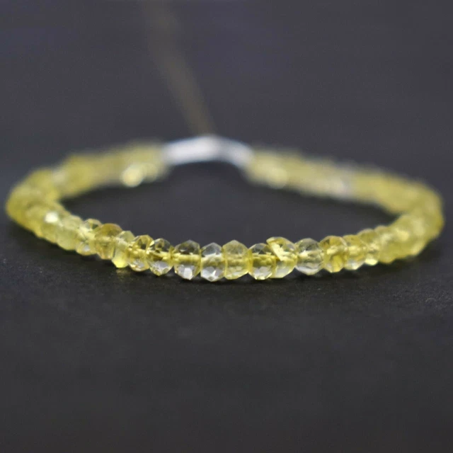 AAAA+ Naturel Citron Quartz Facettes Micro Cut Rondelle Forme Gemstone...