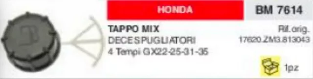 17620Zm3813043 Tappo Serbatoio Miscela Decespugliatore Honda Gx22 Gx25 Gx31 Gx35
