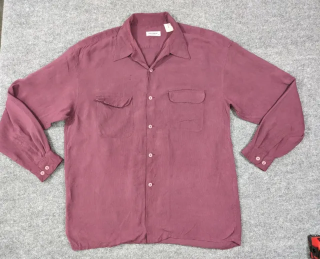Equipment XL Signature Silk Button Up Long Sleeve Shirt Blouse Slim Collar Red