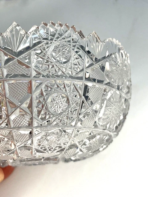 Two American Brilliant Cut Glass Crystal 6" & 4 1/2" Bowls 8