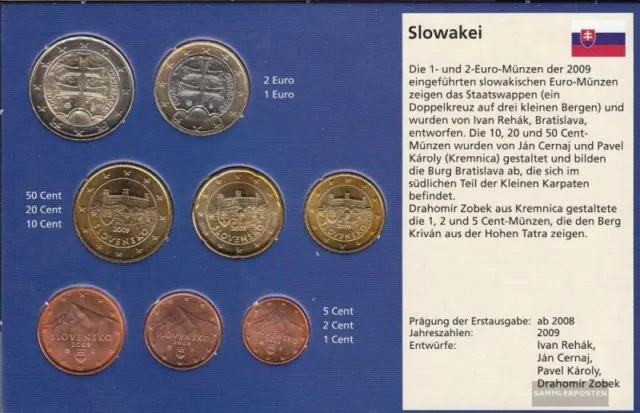 Slowakei 2009 Stgl./unzirkuliert Kursmünzensatz 2009 EURO-Erstausgabe