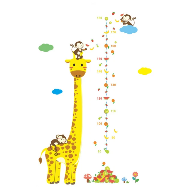 DIAGRAMMA DI CRESCITA giraffa cartone animato adesivo da parete bambino