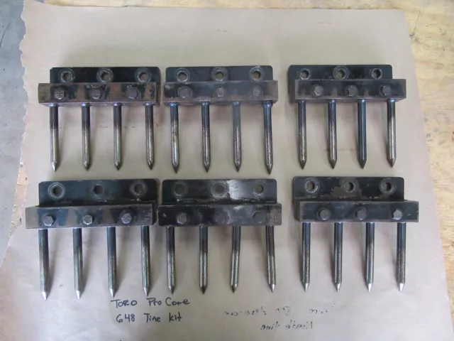 648 Toro Greens Aerator  -  6 Tine Holder Blocks  - 24 Solid Tines