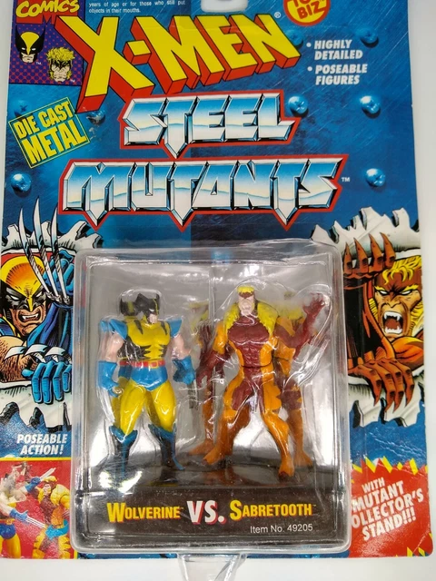 X-Men Steel Mutants Wolverine vs Sabretooth Die Cast Figures Sealed on Card 1994 2