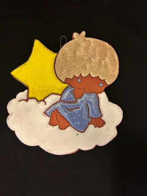 Vintage Rare Sanrio Little Twin Stars Kiki Terracotta Folk ARt Pottery Wall Art