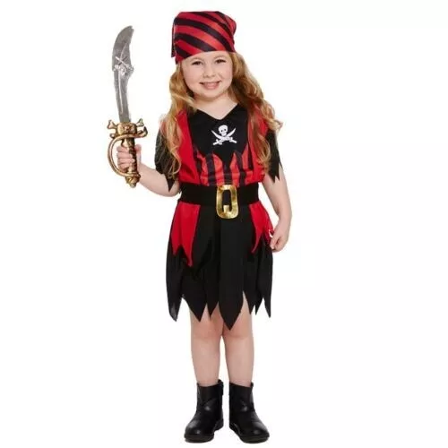 Kids GIRLS PIRATE COSTUME Captain Hook Fancy Dress Book Day Party Outfit U00663