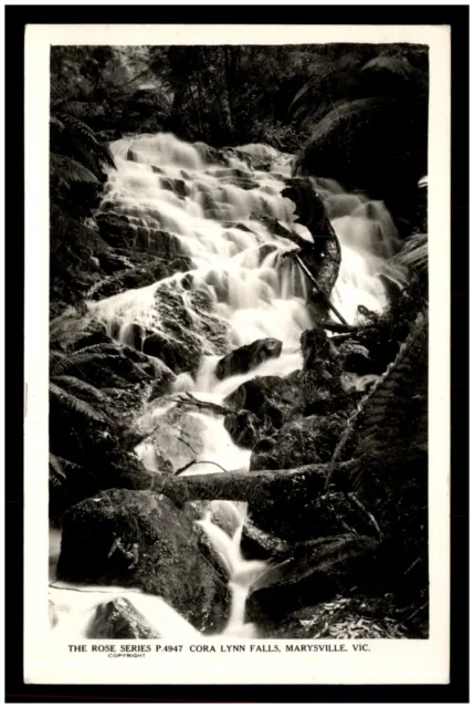 Vintage Postcard RPPC - Rose Series P.4947, Cora Lynn Falls, Marysville, VIC