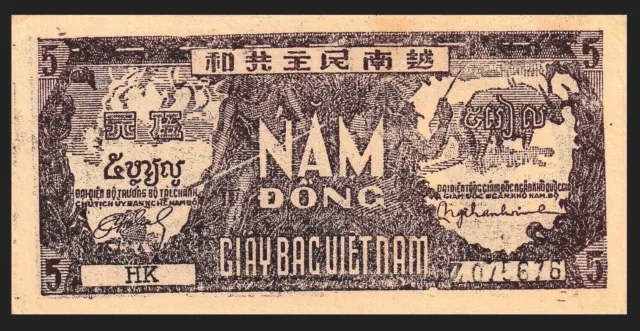 Vietnam 5 Dong 1948  Pick 17a  XF BANKNOTE