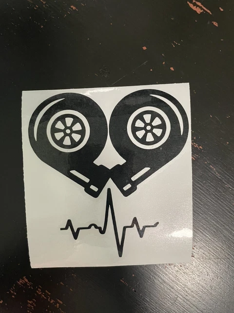 Vinyl Car Decals Stickers. Turbo Heart And EKG Pulse Line.