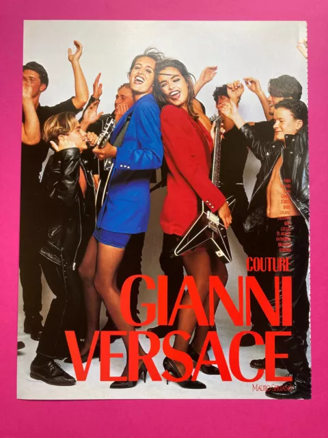 Publicité Gianni Versace couture 1989 automne hiver collection mode Milano rétro