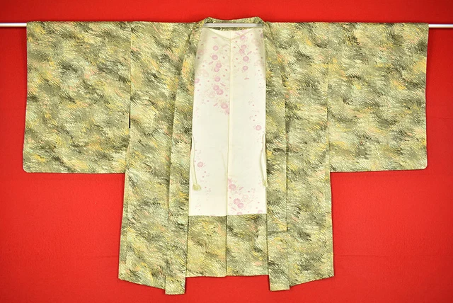 Vintage Japanese Kimono Silk Antique BORO Black HAORI Kusakizome Dyed/B777/510