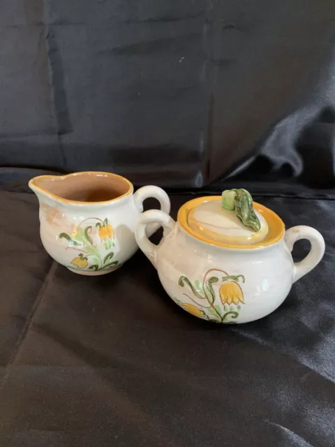 Stangl Pottery Yellow Tulip Creamer And Sugar Bowl