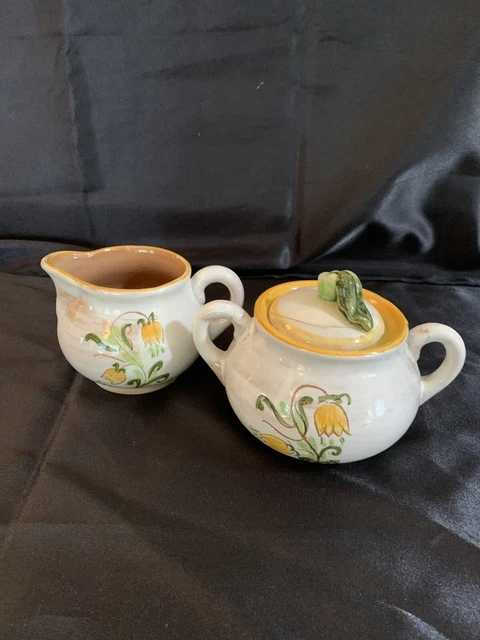 Stangl Pottery Yellow Tulip Creamer And Sugar Bowl