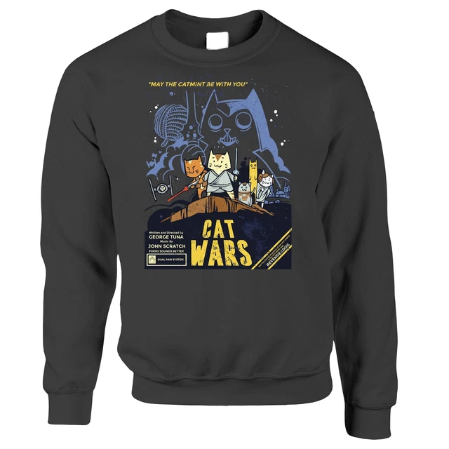 Maglione Cat Wars Divertente Star Parodia Film Poster Scherzo Felpa