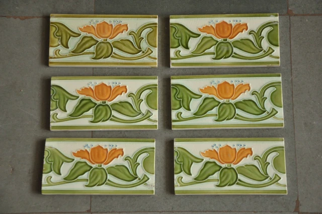 6 Pc Vintage Small Flower Art D.K Mark Fine Ceramic Tiles,Japan