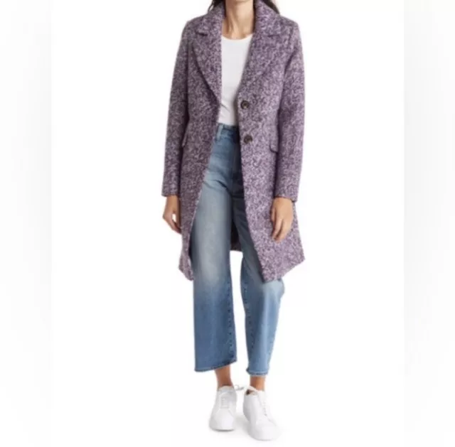 Sam Edelman Women’s Wool Blend Coat in Ivory/Purple Sz Small NWOT