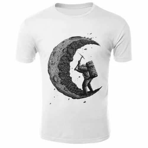 New Funny Digging Moon Casual Women Men T Shirt 3D Print Short Sleeve Tee Tops