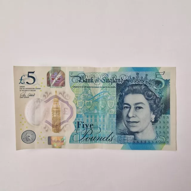 Rare CHURCHILL Polymer Five Pound Note  AA08 Serial No. £5