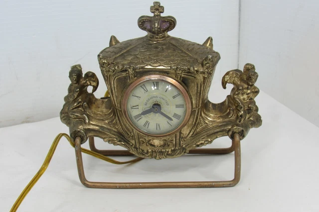 Sessions United Gold Trimmed Clock with Cherubs Crown and Cross Working Conditio
