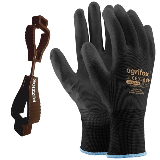 Lot De 12 Paires De Gants De Travail FUZZIO Taille 9 (L) - Rouge - Revêtement Latex