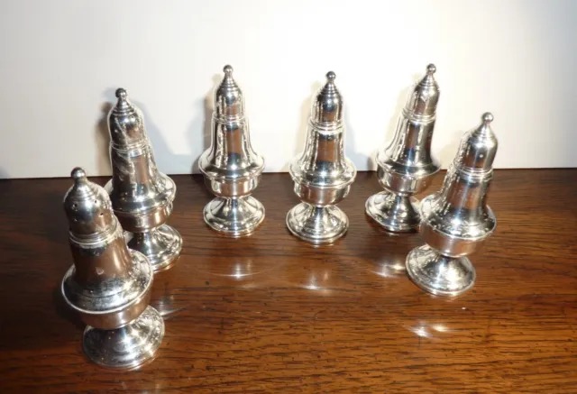 Melt Lot 6  Empire Sterling Silver Salt Pepper Shakers Tarnish  232 Weighted
