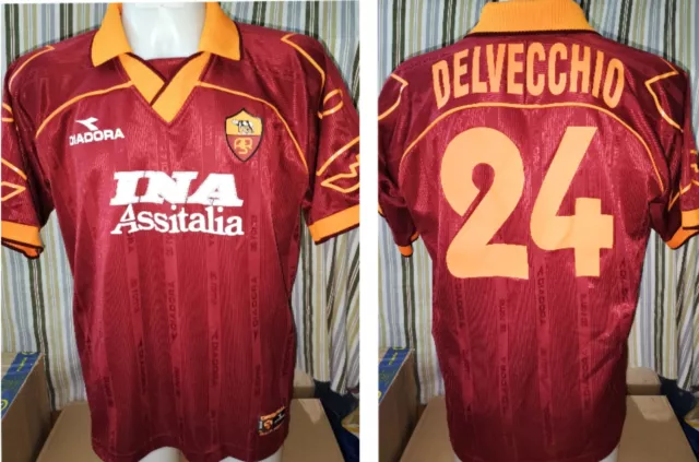 Maglia Shirt Trikot Maillot Roma Calcio 1999/2000 Vintage Nr 24 Del Vecchio