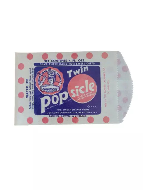 Twin Popsicle Water Ice Vintage Unused Wrapper  New York Ny
