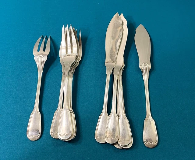 ERCUIS 11+12 couteaux et fourchettes à poisson métal argenté